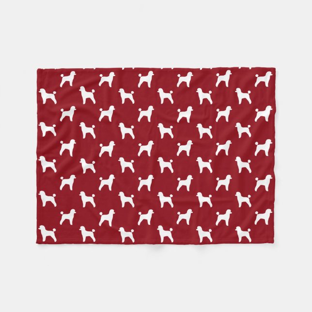 Manta Polar Siluetas de perro Caniche Toy Rojo y Blanco (Frente (Horizontal))
