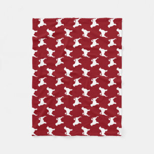 Manta Polar Siluetas de perro de agua portugués rojo y blanco