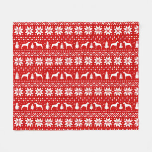 Manta Polar Siluetas de Rhodesian Ridgeback Navidad Vacaciones
