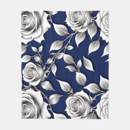 Manta Polar Silver And White Roses