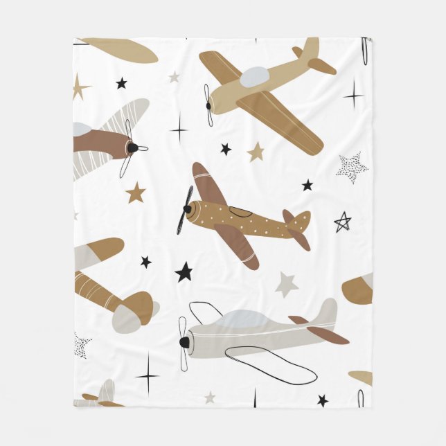 Manta Polar Sim de niños repitiéndose sin costura y dibujados  (Anverso)