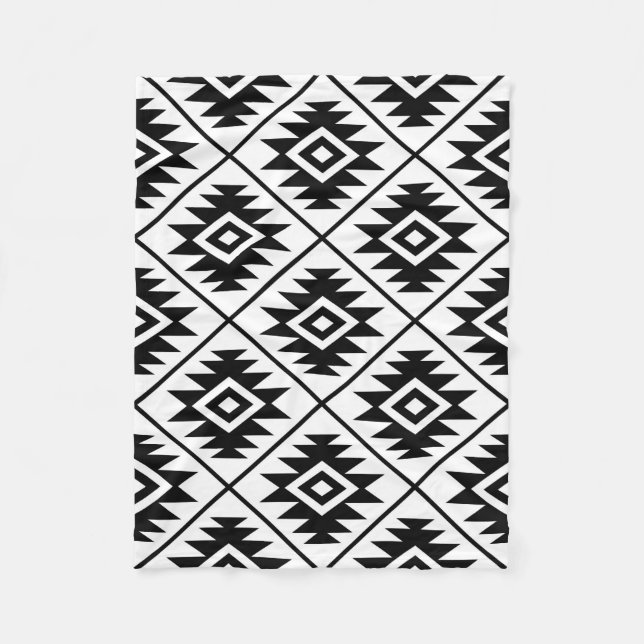 Manta Polar Símbolo azteca estilizado Gran Ptn negro sobre bla (Anverso)