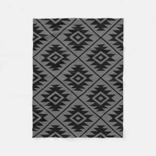 Manta Polar Símbolo azteca estilo Ptn negro grande sobre gris