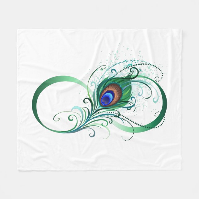 Manta Polar Símbolo infinito con pluma de pavo real (Frente (Horizontal))