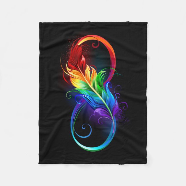 Manta Polar Símbolo infinito con plumas arcoiris (Anverso)