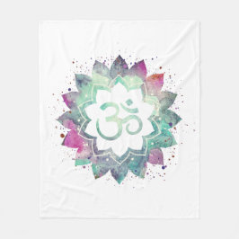 Manta Polar *~* Símbolo OM Flor Lotus Mandala blanco Verde azu