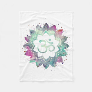 Manta Polar *~* Símbolo OM Flor Lotus Mandala blanco Verde azu