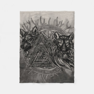 Manta Polar Símbolo y lobos de Valknut