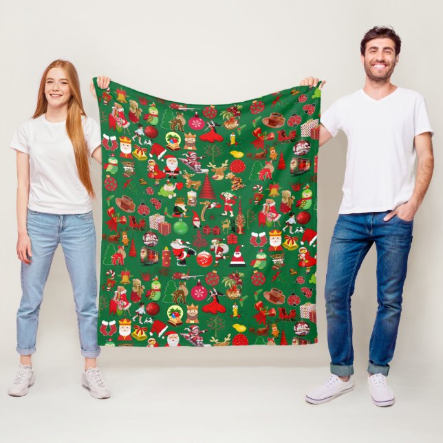 Manta Polar Símbolos coloridos Navidades elementos Verde de in (In situ)