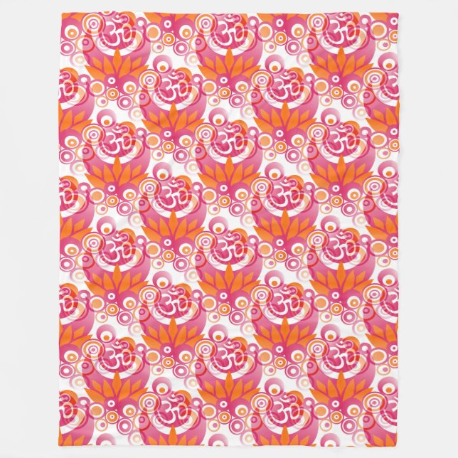 Manta Polar Símbolos espirituales Om Lotus - patrón sin fisura (Anverso)