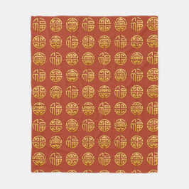 Manta Polar Símbolos Fu Lu Shou: Fortuna, prosperidad, longevi