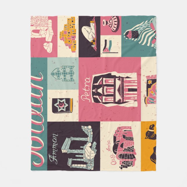 Manta Polar Símbolos retro de la cultura jordana ilustrados (Anverso)