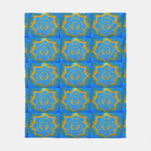 Manta Polar símbolos tantric del oro en azul