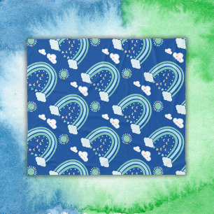 Manta Polar Simple boho verde del arcoiris en azul