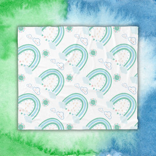 Manta Polar Simple boho verde del arcoiris en blanco
