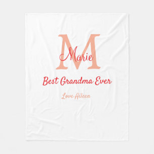 Manta Polar simple mínimo mejor Abuela nunca texto de monogram