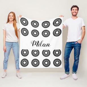 Manta Polar simple personalizado BLACK mandala monograma añada