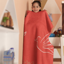 Manta Polar Simple Red Gold Dove Heart Peace Navidades de amor