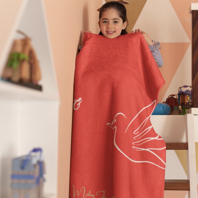 Manta Polar Simple Red Gold Dove Heart Peace Navidades de amor (Subido por el creador)