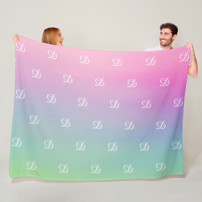 Manta Polar simple y moderno bebé rosa monogramado inicial (In situ)