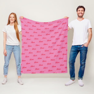 Manta Polar Simple y moderno guión rojo rosado nombre repetiti