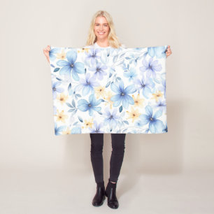 Manta Polar sin costuras de color azul floral