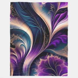 Manta Polar Sinfonía Floral - Abstracto de Púrpura Profundo y