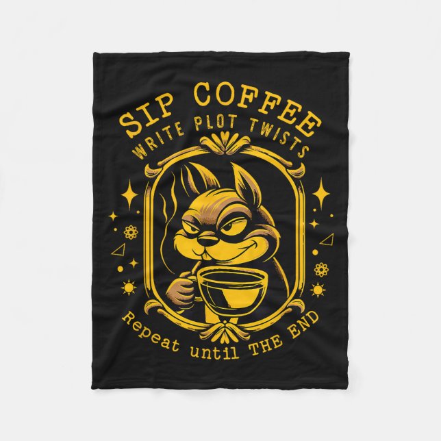 Manta Polar Sip Coffee Write Plot Twists Funny Squirrel For Au (Anverso)