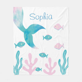 Manta Polar Sirena Bajo el Mar Rosa Azul Pastel Niñas