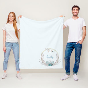 Manta Polar Sirena de Acuarela y Corona Personalizada 