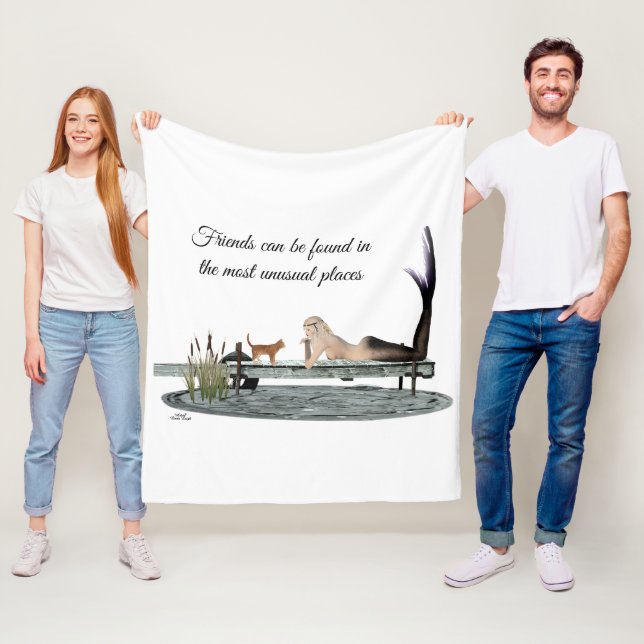 Manta Polar Sirena En Bote Dock Fleece Blanket (In situ)