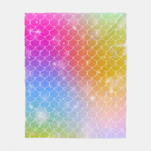 Manta Polar Sirena princesa con una balanza arco iris kawaii