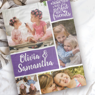 Manta Polar Sisters Collage de fotos Best Friends Trendy