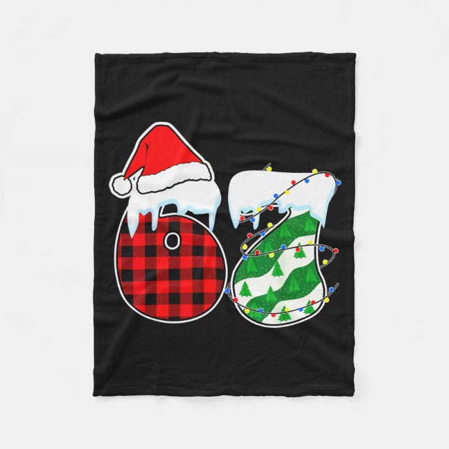 Manta Polar Six Seven 67 Meme Christmas Lights Santa Hat Ugly  (Anverso)