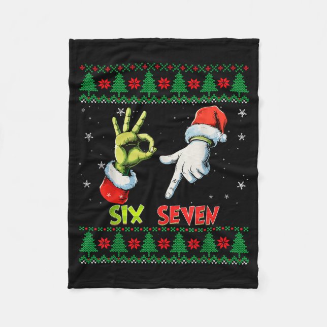 Manta Polar Six Seven Skeleton Meme Christmas Ugly Sweater 67  (Anverso)