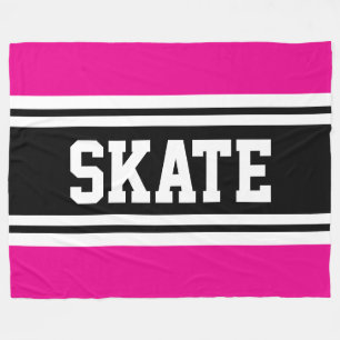 Manta Polar SKATE Anchas Rayas de Carreras Rosadas Negras Blan