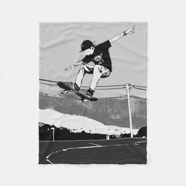 Manta Polar Skateboarder Obteniendo Aire - Diseño Skateboarder (Anverso)
