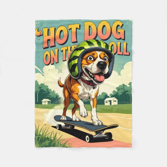 Manta Polar Skateboarding Dog Summer Funny Retro Beach  (Anverso)