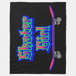 Manta Polar Skater Chica Graffiti Rosa Azul Glow Skateboard