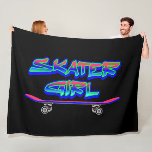 Manta Polar Skater Chica Graffiti Rosa Azul Glow Skateboard