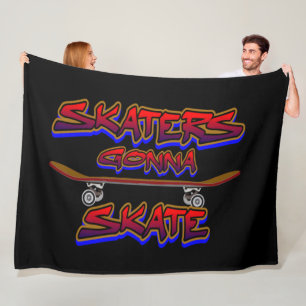 Manta Polar Skaters Gonna Skateboard Graffiti Rojo Azul