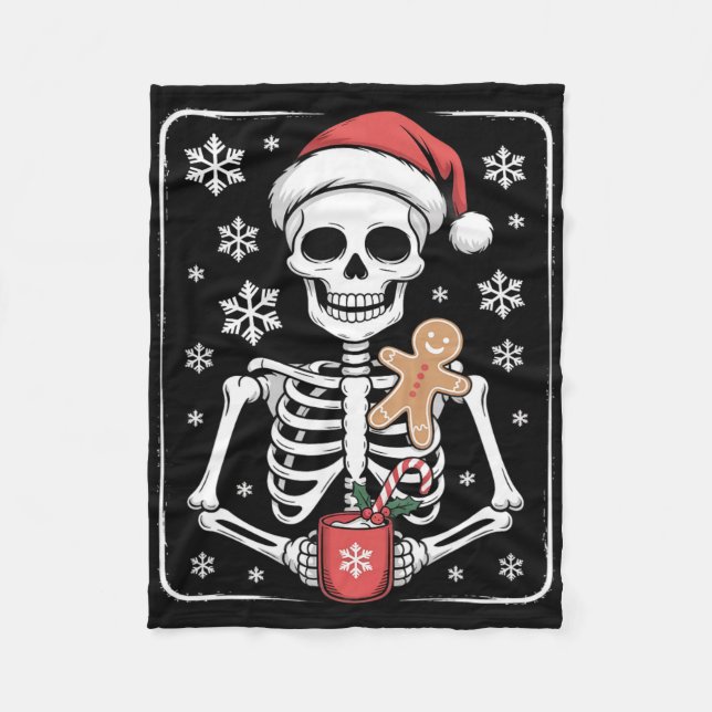 Manta Polar Skeleton Bebe Café Santa Hat Navidades (Anverso)