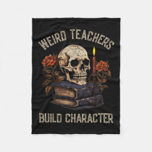 Manta Polar Skeleton Book Floral Skull Halloween Profesoras