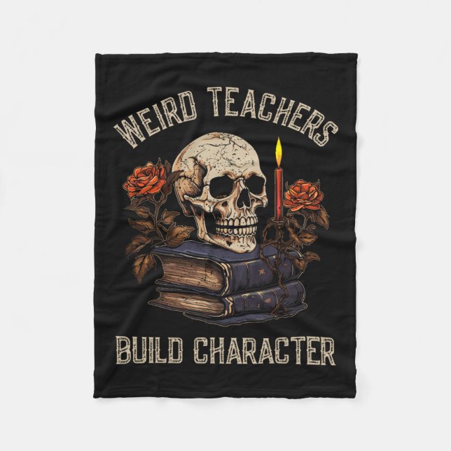 Manta Polar Skeleton Book Floral Skull Halloween Profesoras (Anverso)