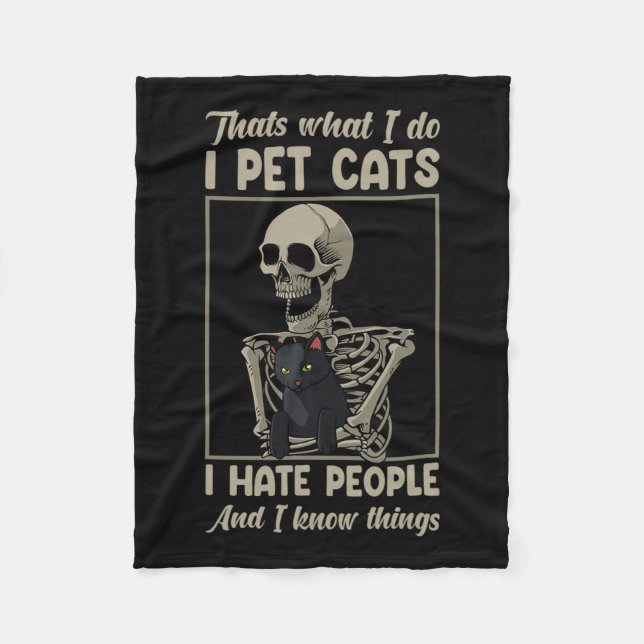 Manta Polar Skeleton Cat Kitten Lover Grumpy Skull Mascota O (Anverso)