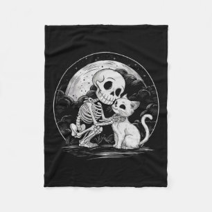 Manta Polar Skeleton Cat Skull Kitty Cute Gótico Halloween Cos