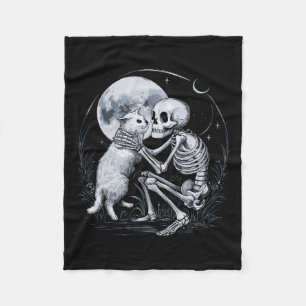 Manta Polar Skeleton Cat Skull Kitty Cute Gótico Halloween Cos