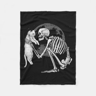 Manta Polar Skeleton Cat Skull Kitty Típico Fantasma Halloween