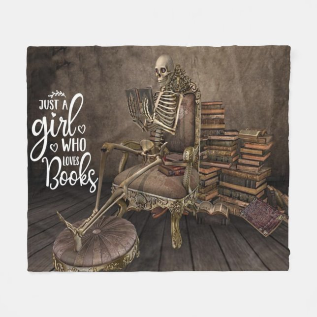 Manta Polar Skeleton Chica Book Lover (Frente (Horizontal))