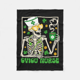 Manta Polar Skeleton Cvicu Enfermera Café Shamrock St Patricks